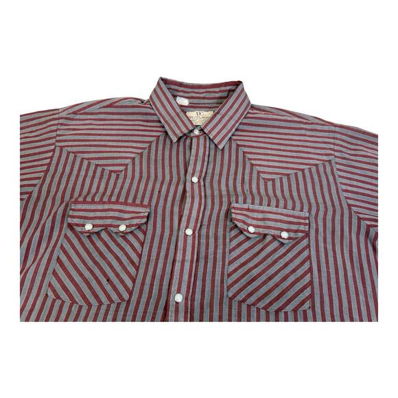 Vintage Dee Cee Western Shirt Mens 15-35 Red Gray Pearl Snap Cowboy USA Made - Picture 13 of 16